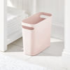 Picture of mDesign Plastic Small Trash Can, 1.5 Gallon/5.7-Liter Wastebasket, Narrow Garbage Bin with Handles for Bathroom, Laundry, Home Office - Holds Waste, Recycling, 10" High - Aura Collection, Light Pink