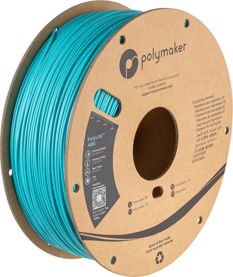 Picture of Polymaker ABS Filament 1.75mm Teal, ABS 3D Printer Filament 1.75mm Heat Resistant 1kg - PolyLite Turquoise ABS 3D Printing Filament 1.75mm, Strong & Durable, Dimensional Accuracy +/- 0.03mm