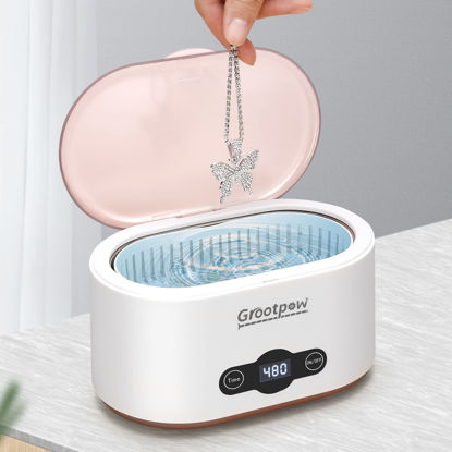 Picture of Ultrasonic Jewelry Cleaner 650ML, 45kHz Portable Household Ultrasonic Cleaning Machine with Removable Power Cord & Digital Timer, Silver Jewelry Cleaner for Eyeglasses, Watches, Rings, Coins, Denture