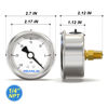 Picture of MEANLIN MEASURE -30~0Psi Stainless Steel 1/4" NPT 2.5" Single Scale FACE DIAL,Glycerin Filled Fuel Pressure Gauge,Liquid Filled Pressure Gauge WOG Water Oil Gas Back Mount
