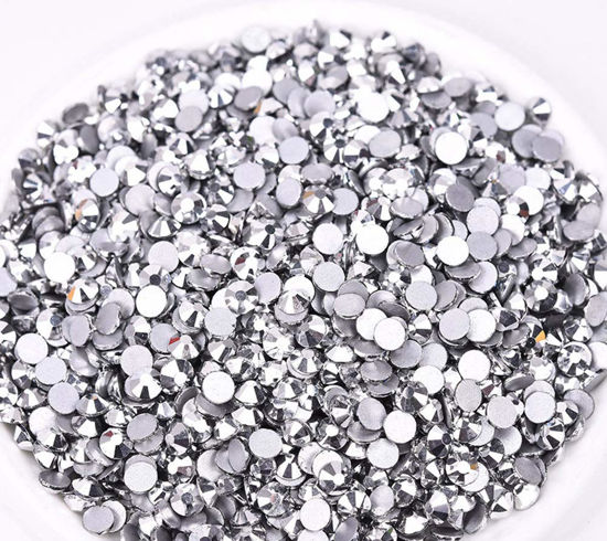 Picture of Jollin Glue Fix Flatback Rhinestones Glass Diamantes Gems for Nail Art Crafts Decorations Clothes Shoes(ss12 1440pcs,Silver)
