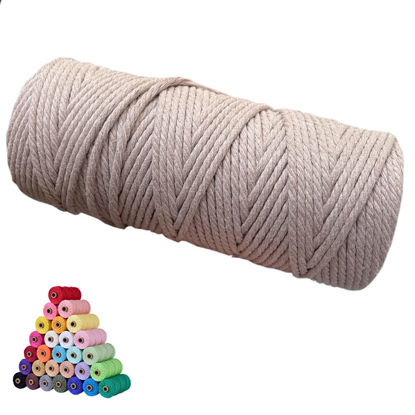 Picture of FLIPPED 100% Natural Macrame Cotton Cord,3mm x109 Yards Macrame Cords Colored Cotton Rope Craft Cord for DIY Crafts Knitting Plant Hangers Christmas Wedding Décor(Pure Pinkish Grey, 3mm*109yards)