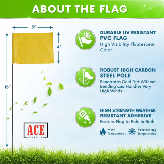 GetUSCart- Yellow Marking Flags 100 Pack - 4x5-Inch Marker Flags - 15 ...