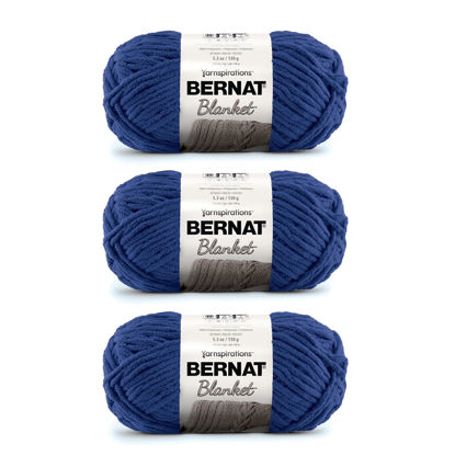Picture of Bernat Blanket Navy Yarn - 3 Pack of 150g/5.3oz - Polyester - 6 Super Bulky - 108 Yards - Knitting/Crochet
