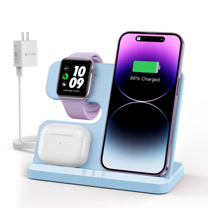 Picture of JARGOU Wireless Charging Station Wireless Charger for iPhone 14 13 12 11 Pro Max/X Charging Station for Multiple Devices for Apple Watch Ultra SE 8 7 6 5 4 3 2 for AirPods Pro 3 2