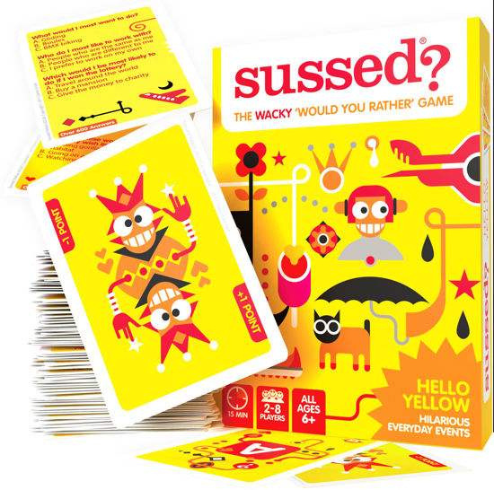 Picture of SUSSED The Wacky ‘Would You Rather’ Card Game - Family Fun for 2+ Players - Gift for Kids & Adults - Travel Size - Yellow Deck, All Ages 6 and Up