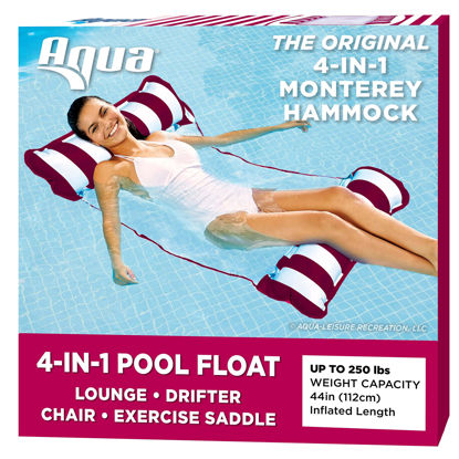 Picture of Aqua Original 4-in-1 Monterey Hammock Pool Float & Water Hammock - Multi-Purpose, Inflatable Pool Floats for Adults - Patented Thick, Non-Stick PVC Material