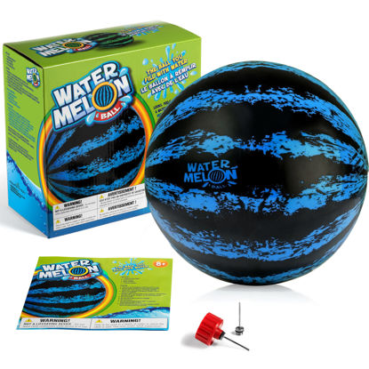 Picture of Watermelon Ball - The Ultimate Swimming Pool Game | Pool Ball for Under Water Passing, Dribbling, Diving and Pool Games for Teens, Kids, or Adults | Balls Fills with Water (9 inch Ball (Blue))