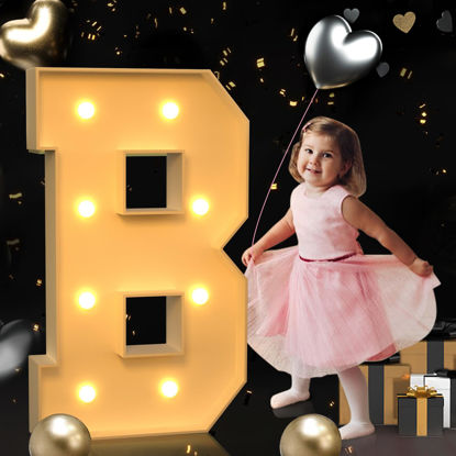 Picture of imprsv 3FT Block Marquee Letters, Marquee Light Up Letters for Birthday Baby Shower Party Backdrop Decor, Large Light Up Letters for Wedding Decorations Engagement Party Decorations, Letter B