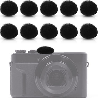 Picture of Nezyo 10 Pieces Camera Mic Windscreen Furry Camera Wind Muff Wind Cover Built in Microphone Outdoor Wind Filter for DSLRs Mic Outdoor Windshield