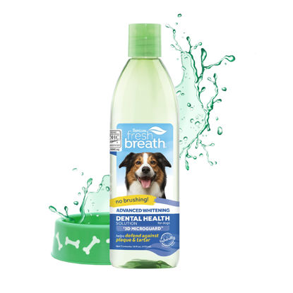 Picture of TropiClean Fresh Breath Advanced Whitening | Dog Oral Care Water Additive | Dog Breath Freshener Additive for Dental Health | VOHC Certified | Made in the USA | 16 oz.