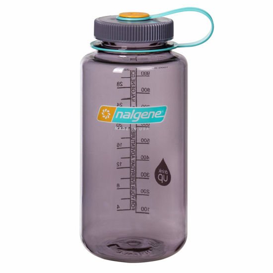 Picture of Nalgene Sustain Tritan BPA-Free Water Bottle Made with Material Derived from 50% Plastic Waste, 32 OZ, Wide Mouth, Aubergine