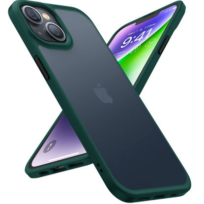 Picture of TORRAS Shockproof Designed for iPhone 14 Plus Case [Military Grade Drop Tested] Shockproof Protective Black Hard Back Slim Translucent Case for iPhone 14 Plus 6.7 Inch, Forest Green-Guardian Series