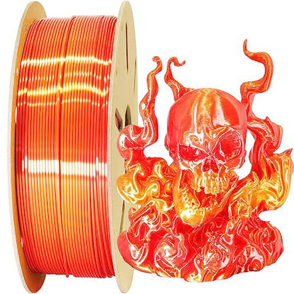 Picture of TTYT3D Silk PLA 3D Printer Filament Red Color Change to Metal Silk Gold PLA, 1.75mm 1Kg Red Transfer Gold Silk 3D Printing Filament, Widely Fit 3D Printer, 2 Color Change Silk PLA Red to Gold