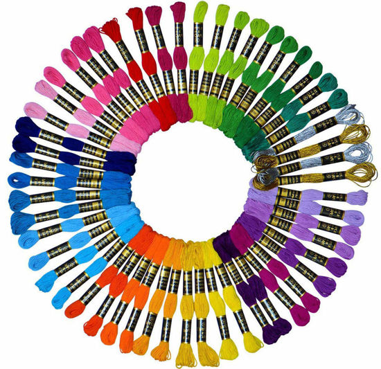 Picture of Embroidery Floss 54 skeins Crossstitch Thread - Bracelets String - 50Pcs Embroidery Thread and Free Set of 4pcs Metallic Thread