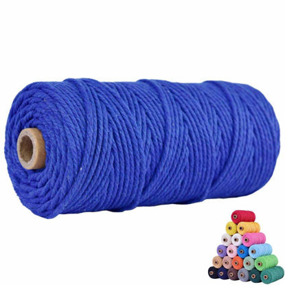 Picture of flipped 100% Natural Macrame Cotton Cord,3mm x109 Yard Twine String Cord Colored Cotton Rope Craft Cord for DIY Crafts Knitting Plant Hangers Christmas Wedding Decor (Navy Blue, 3mm109yards)