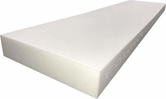 FoamTouch Upholstery Foam 2 x 24 x 72 High Density Cushion, white