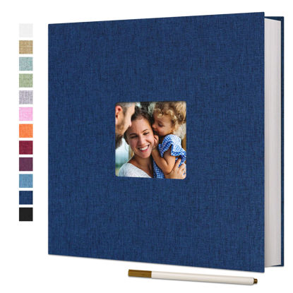 Picture of Vienrose Large Photo Album Self Adhesive for 4x6 8x10 10x12 Pictures Linen Scrapbook Album DIY 60 Blank Pages with A Metallic Pen