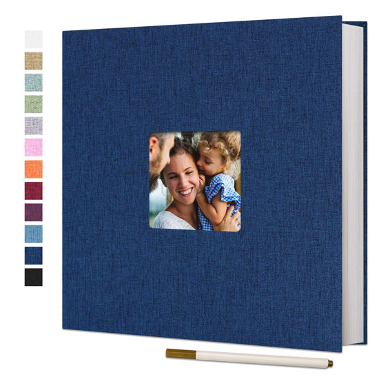 Picture of Vienrose Large Photo Album Self Adhesive for 4x6 8x10 10x12 Pictures Linen Scrapbook Album DIY 60 Blank Pages with A Metallic Pen