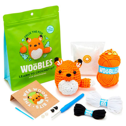 Picture of The Woobles Crochet Kit for Beginners with Easy Peasy Yarn for Crocheting as Seen On Shark Tank - Crochet Kit with Step-by-Step Video Tutorials - Fox
