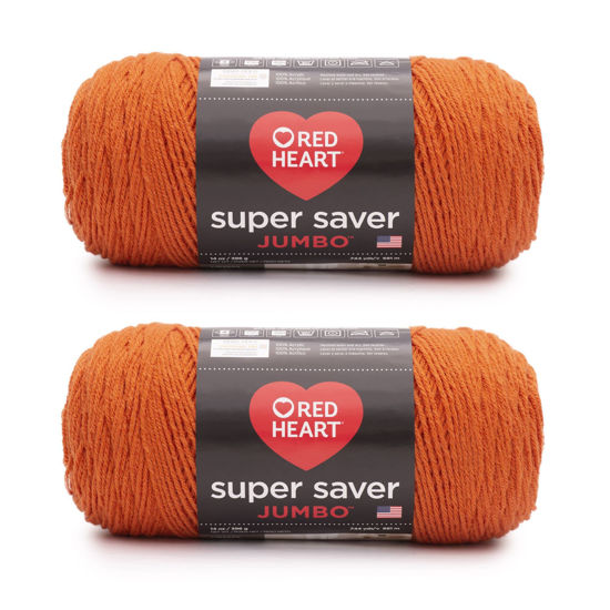 Picture of Red Heart Super Saver Jumbo Carrot Yarn - 2 Pack of 14oz/396g - Acrylic - 4 Medium (Worsted) - 744 Yards - Knitting/Crochet