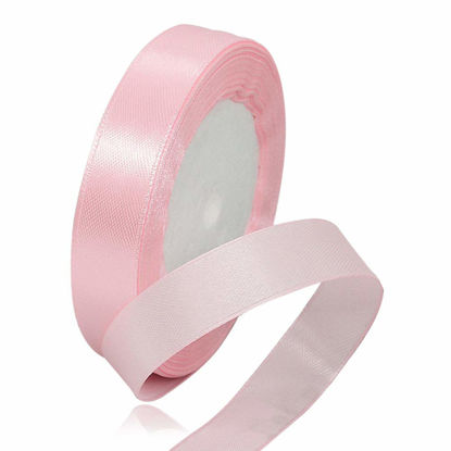 Picture of Solid Color Blush Pink Satin Ribbon, 5/8 Inches x 25 Yards Fabric Satin Ribbon for Gift Wrapping, Crafts, Hair Bows Making, Wreath, Wedding Party Decoration and Other Sewing Projects