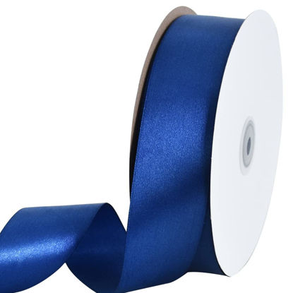 Picture of TONIFUL 1-1/2 Inch (40mm) x 100 Yards Navy Blue Wide Satin Ribbon Solid Fabric Ribbon for Gift Wrapping Chair Sash Valentine's Day Wedding Birthday Party Decoration Hair Floral Craft Sewing