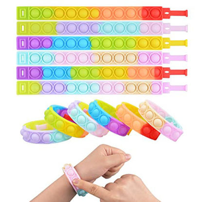 Picture of Push Pop Bubble Wristband Fidget Toys, Set of 12 Wearable Autism Special Needs Stress Reliever ,Hand Finger Press Silicone Bracelet Toy for Kids and Adults (Rainbow-12)
