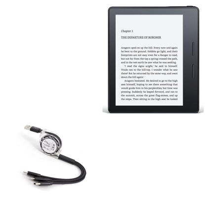 Picture of BoxWave Cable Compatible with Amazon Kindle Oasis (1st Gen 2016) - AllCharge miniSync, Retractable, Portable USB Cable for Amazon Kindle Oasis (1st Gen 2016) - Jet Black