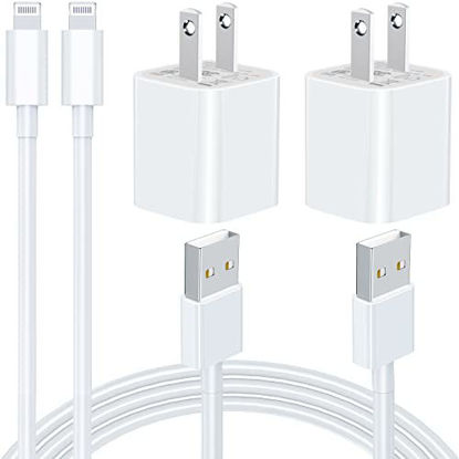 Picture of [Apple MFi Certified] iPhone Charger, Rombica 2Pack 6FT Lightning to USB Fast Charging Data Sync Cord with 2Pack USB Wall Quick Charge Travel Plug Compatible for iPhone 13/12/11/XS/XR/X 8/iPad/AirPods
