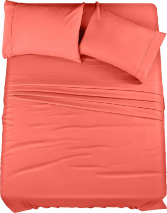 Picture of Utopia Bedding Queen Bed Sheets Set - 4 Piece Bedding - Brushed Microfiber - Shrinkage and Fade Resistant - Easy Care (Queen, Coral)
