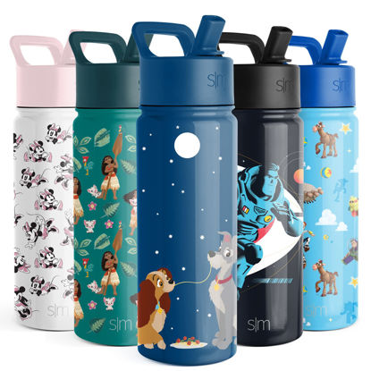 Picture of Simple Modern Disney Lady and the Tramp Kids Water Bottle with Straw Lid | Reusable Insulated Stainless Steel Cup for School | Summit Collection | 18oz, Lady and the Tramp