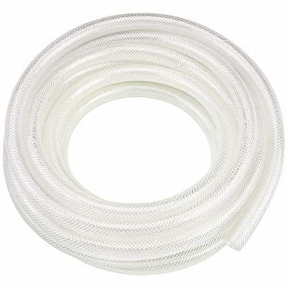 Picture of 5/8" ID x 25 Ft High Pressure Braided Clear PVC Vinyl Tubing Flexible Vinyl Tube, Heavy Duty Reinforced Vinyl Hose Tubing, BPA Free and Non Toxic