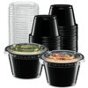 Picture of {4 oz - 100 Sets} Black Diposable Plastic Portion Cups With Lids, Small Mini Containers For Portion Controll, Jello Shots, Meal Prep, Sauce Cups, Slime, Condiments, Medicine, Dressings, Crafts, Disposable Souffle Cups & Much more