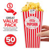 Picture of [50 Pack] Movie Theater Popcorn Boxes Disposable Red & White Striped - 30 oz Capacity - Vintage Snack Box Concession and Carnival Party Supplies, Individual Popcorn Bucket Containers