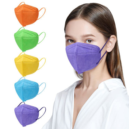 Picture of SOOQOO 50 Pcs KN95 Face Masks for Audlts,Disposable KN95 Face Mask with Nose Bridge Clip,Filter Efficiency≥95% with Elastic Ear Loops,5-Layers Mask Protection