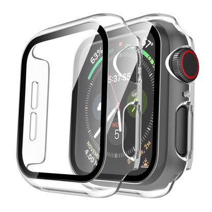 Picture of TAURI 2 Pack Hard Case Designed for Apple Watch SE/Series 6/5/4 44mm with 9H Tempered Glass Screen Protector, [Touch Sensitive] [Full Coverage] Slim Bumper Protective Cover for iWatch 44mm, Clear