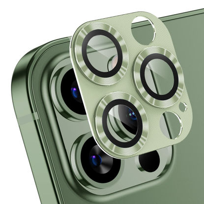 Picture of Korecase Camera Lens Protector for iPhone 12 Pro Max Metal Tempered Glass Camera Film Cover, Strong Adhesion, 9H Hardness Anti-Scratch Rear Camera Lens Cover -Alpine Green