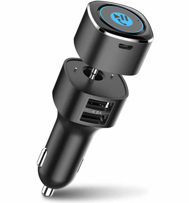 Picture of Bluetooth Receiver for Car, 3.5mm Aux Bluetooth Car Adapter, Esky Bluetooth 5.0 Wireless Car Audio Stereo Kits with Hands-Free Call, Dual 2.4A USB Ports Car Charger - US Patent No. US 10,272,845 B2