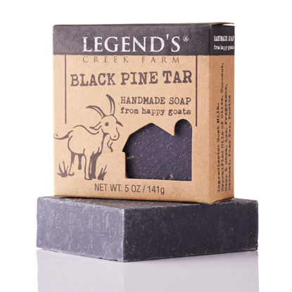 Picture of Legend's Creek Farm Goat Milk Soap, Moisturizing Cleansing Bar for Hands and Body, Creamy Lather and Nourishing, Gentle For Sensitive Skin, Handmade in USA (Black Pine Tar, Single)