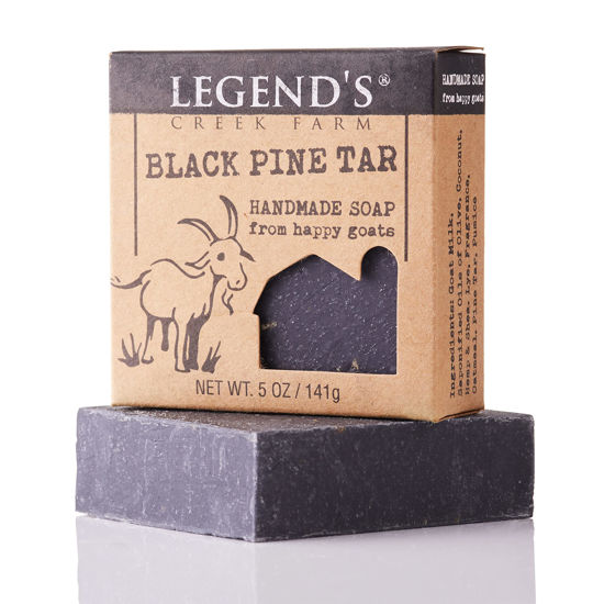 Picture of Legend's Creek Farm Goat Milk Soap, Moisturizing Cleansing Bar for Hands and Body, Creamy Lather and Nourishing, Gentle For Sensitive Skin, Handmade in USA (Black Pine Tar, Single)