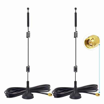 Picture of Bingfu Dual Band WiFi 2.4GHz 5GHz 5.8GHz 9dBi Magnetic Base SMA Male Antenna (2-Pack) for Wireless Vedio Security Camera Surveillance Recorder Truck Trailer Rear View Backup Camera Reversing Monitor