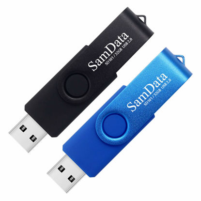 Picture of SamData 32GB USB Flash Drives 2 Pack 32GB Thumb Drives Memory Stick Jump Drive with LED Light for Storage and Backup (2 Colors: Black Blue)