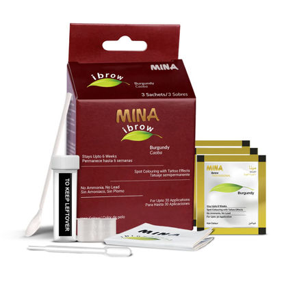 Picture of Mina ibrow Hair Color Burgundy|Natural Spot coloring Hair Tinting Powder, Water and Smudge Proof | No Ammonia, No Lead with 100% Gray Converge|Vegan and Cruelty free