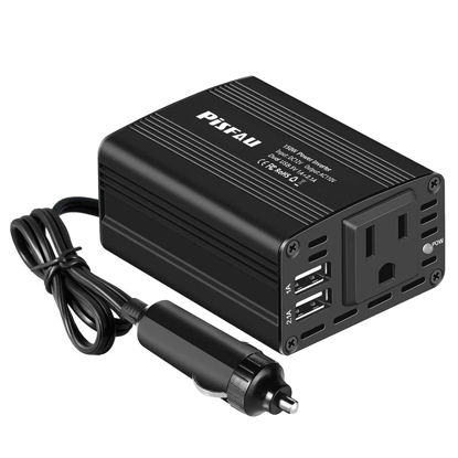 Picture of PiSFAU 150W Power Inverter 12V DC to 110V AC Car Plug Adapter Outlet Converter with 3.1A Dual USB AC car Charger for Laptop Computer