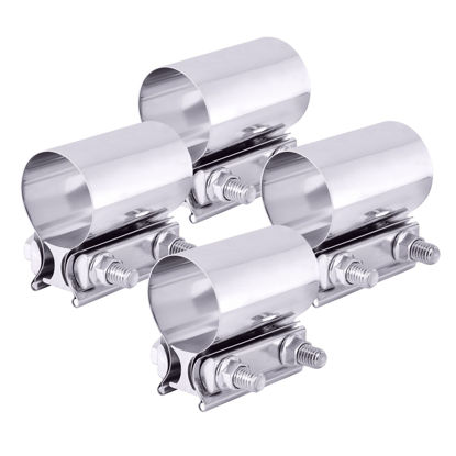 Picture of EVIL ENERGY 2.25 Inch Exhaust Clamp,Butt Joint Band Clamp Sleeve Coupler Stainless Steel 4PCS