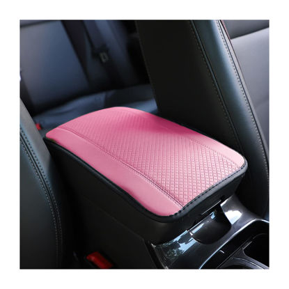 Picture of 8sanlione Car Armrest Storage Box Mat, Fiber Leather Car Center Console Cover, Car Armrest Seat Box Cover Accessories Interior Protection for Most Vehicle, SUV, Truck, Car (Pink)