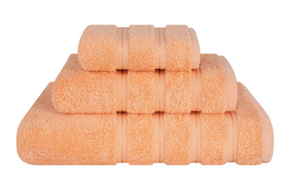 Picture of American Soft Linen Luxury 3 Piece Towel Sets, 1 Bath Towel 1 Hand Towel 1 Washcloth, 100% Turkish Cotton Towels for Bathroom, Peach Towel Set