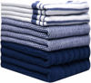 Picture of Premium Kitchen Towels 20”x 28”- 6 Pack | Large Cotton Kitchen Towels | Hand Towels for Kitchen | Flat & Terry Towel | Dish Towels | Highly Absorbent Tea Towel with Hanging Loop | Navy Blue Striped