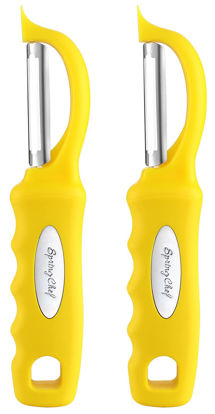 Picture of Spring Chef Premium Swivel Vegetable Peeler, Soft Grip Handle and Ultra Sharp Stainless Steel Blades - Perfect Kitchen Peeler For Veggie, Fruit, Potato, Carrot, Apple- Yellow -Set of 2
